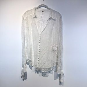 Free People lace button blouse M